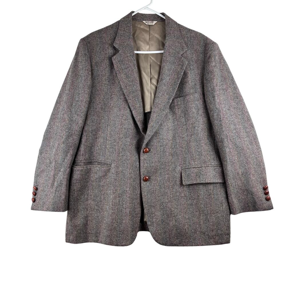 Christopher Hayes Men 44 Suit Jacket Blazer Sport Coat 100% Wool USA Herringbone